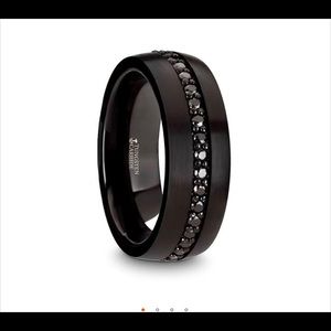 Mens Wedding Ring tungsten & black sapphires